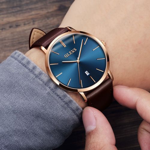 Ultra Thin Quartz Watch Men OLEVS Luxury Rose Gold Men Watch