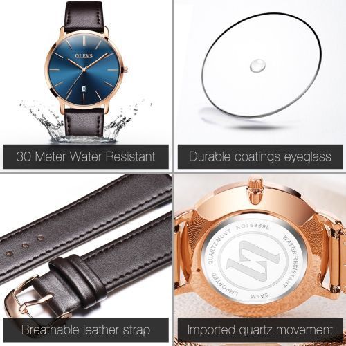 Ultra Thin Quartz Watch Men OLEVS Luxury Rose Gold Men Watch