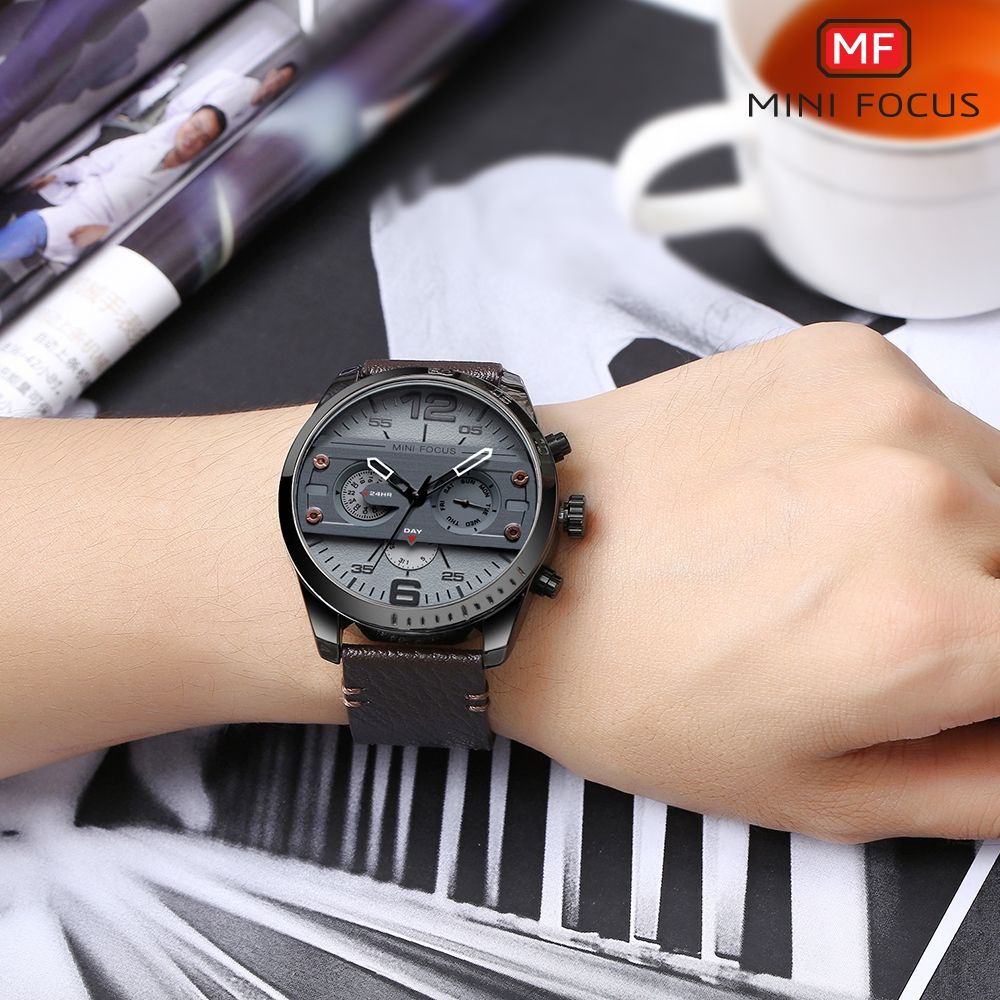 Fashion Sport Watch Men Quartz Watches Male Wristwatch Brown