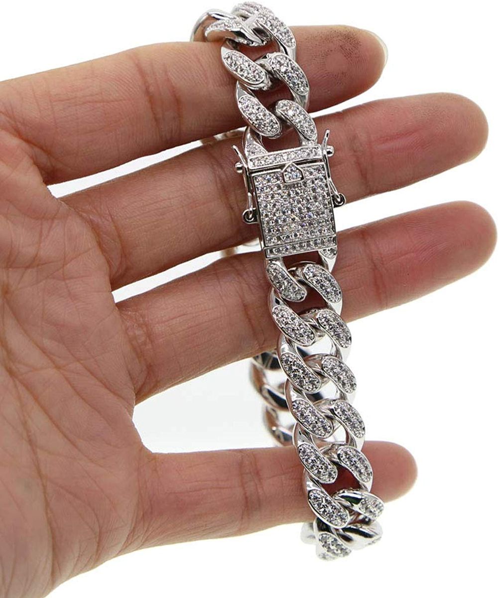 Mens Hip Hop 9" Wristwatch & 8" Iced Out Cuban Bracelet