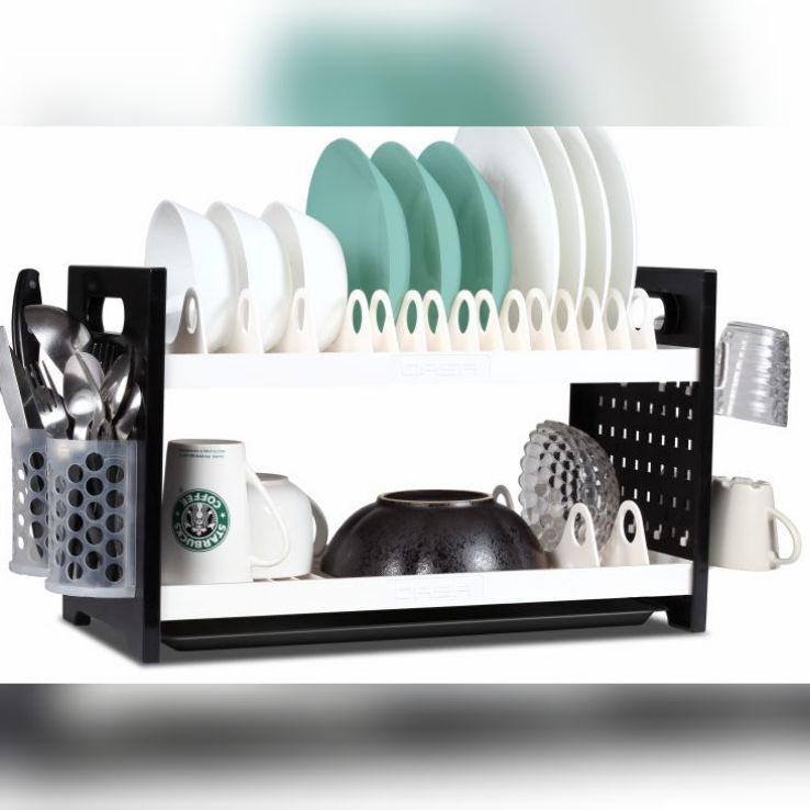 New Rustless 2 Tier Plastic Dish Drainer And Plate Rack
