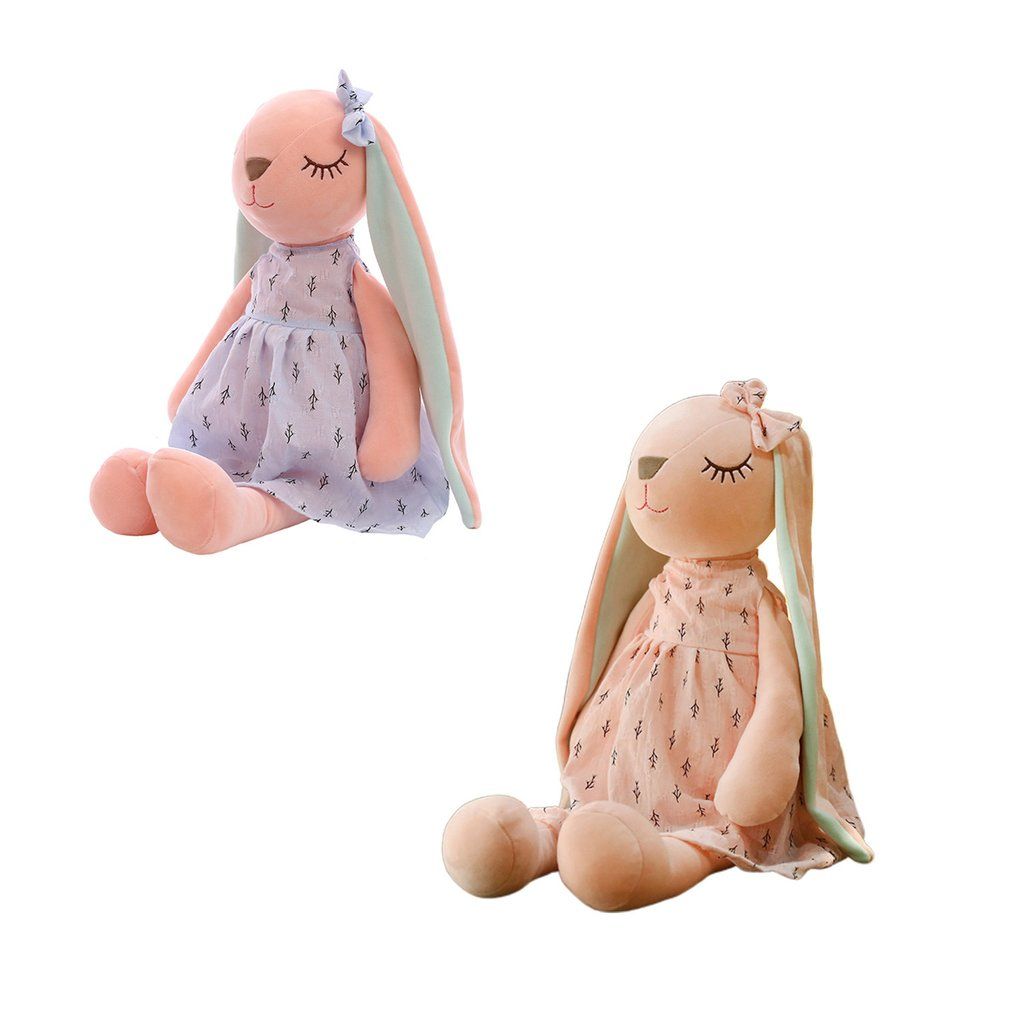 Cute Bunny Doll Plush Toy Doll Baby Soothing Rabbit Doll With Sleeping Doll-Pink-35CM