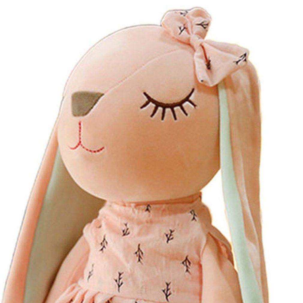 Cute Bunny Doll Plush Toy Doll Baby Soothing Rabbit Doll With Sleeping Doll-Pink-35CM