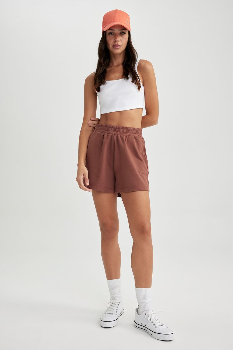 Woman Young Regular Fit Knitted Short - Brown