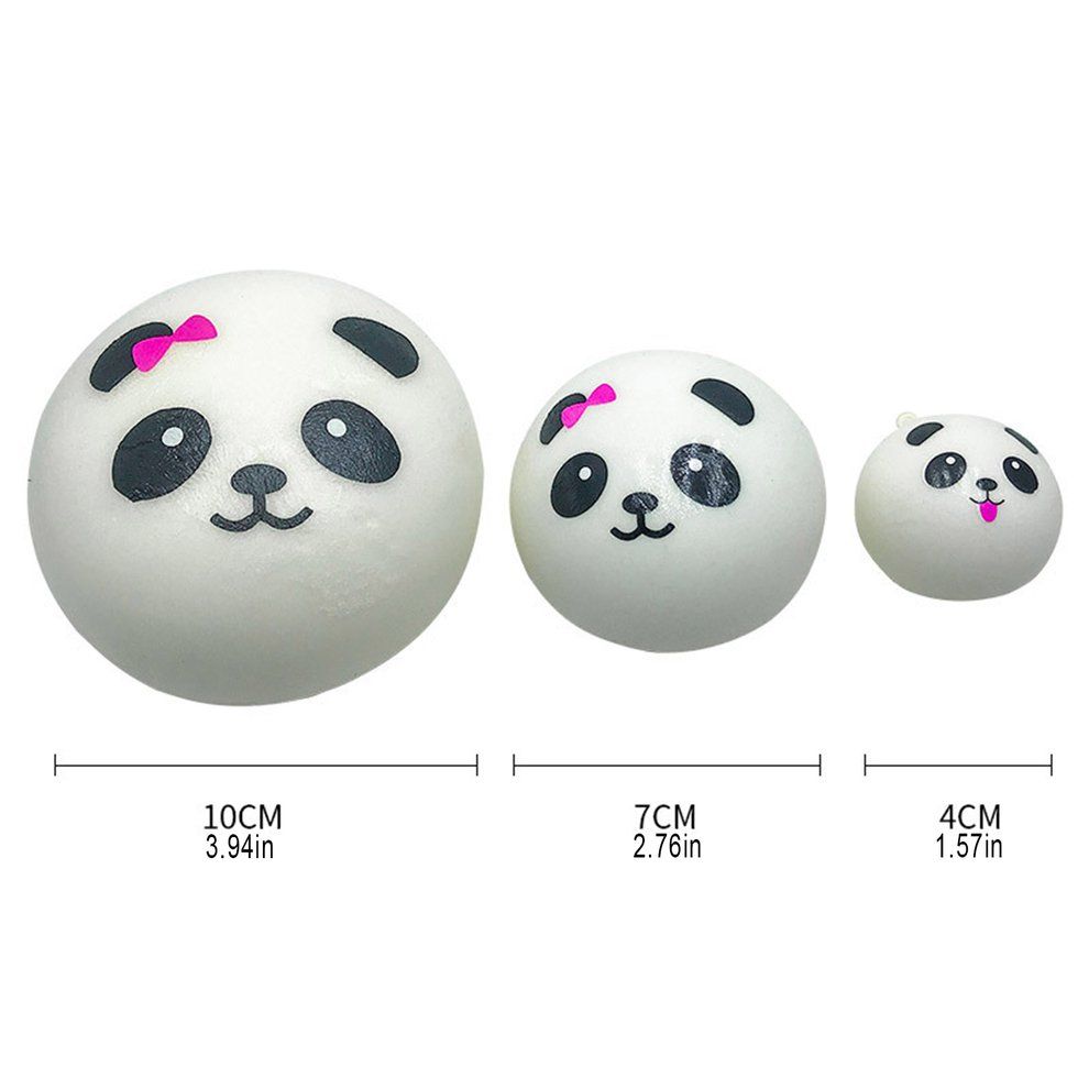 Squishy Panda Bun Stress Reliever Ball Slow Rising De Ompression Toys PU Key  Hains Kids Toy Squeeze He Ng Toy-white And Bla K-7 M