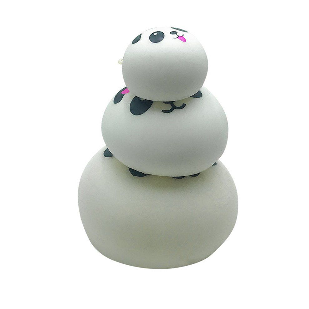 Squishy Panda Bun Stress Reliever Ball Slow Rising De Ompression Toys PU Key  Hains Kids Toy Squeeze He Ng Toy-white And Bla K-7 M