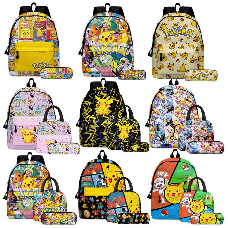 Pokemon Anime Cartoon Pikachu Eevee Jigglypuff School Bag