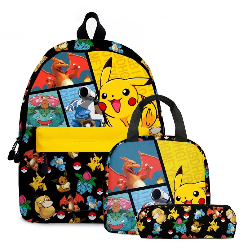 Pokemon Anime Cartoon Pikachu Eevee Jigglypuff School Bag