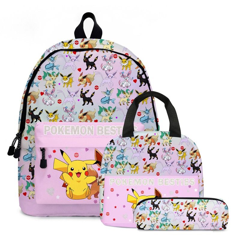 Pokemon Anime Cartoon Pikachu Eevee Jigglypuff School Bag