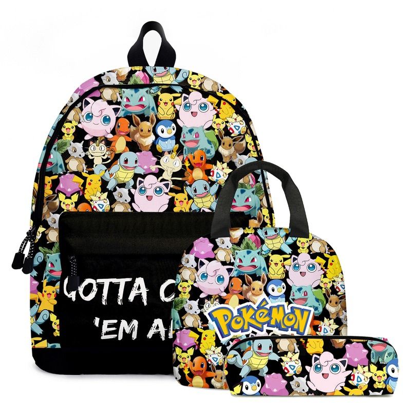 Pokemon Anime Cartoon Pikachu Eevee Jigglypuff School Bag