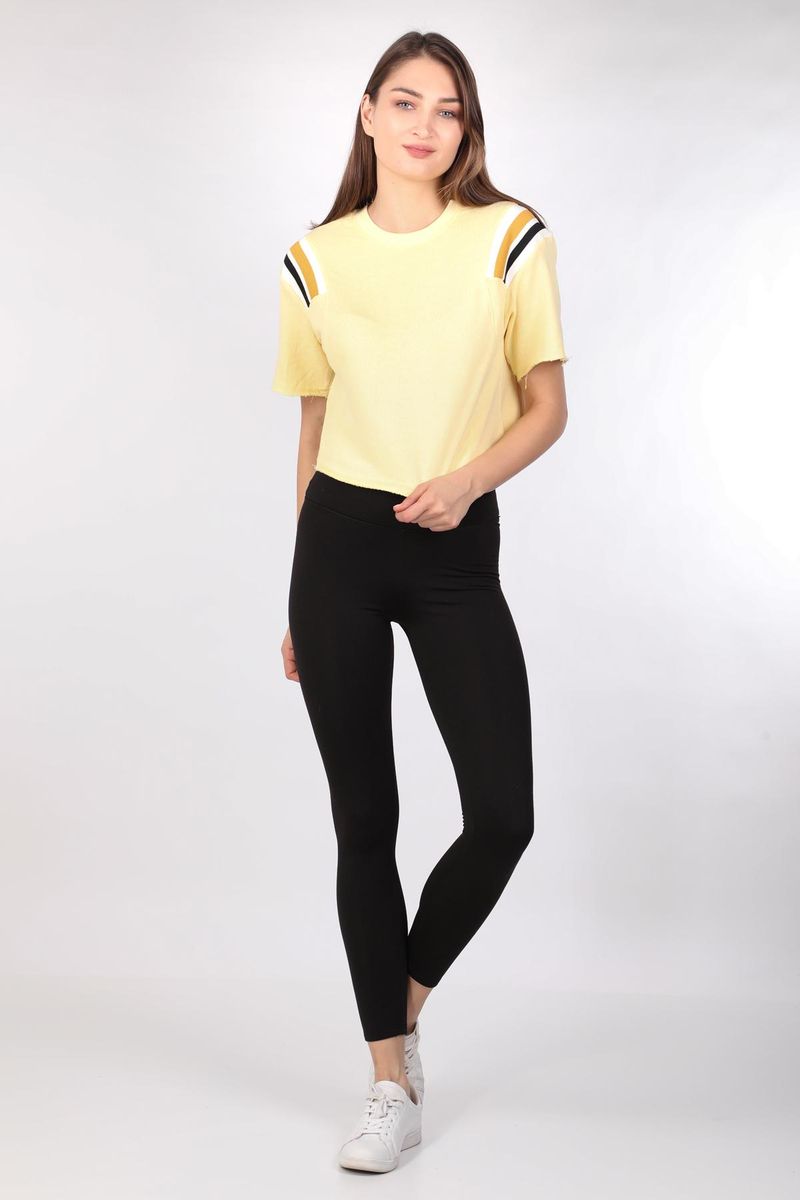 Women's Ribbed Crop T-shirt Yellow