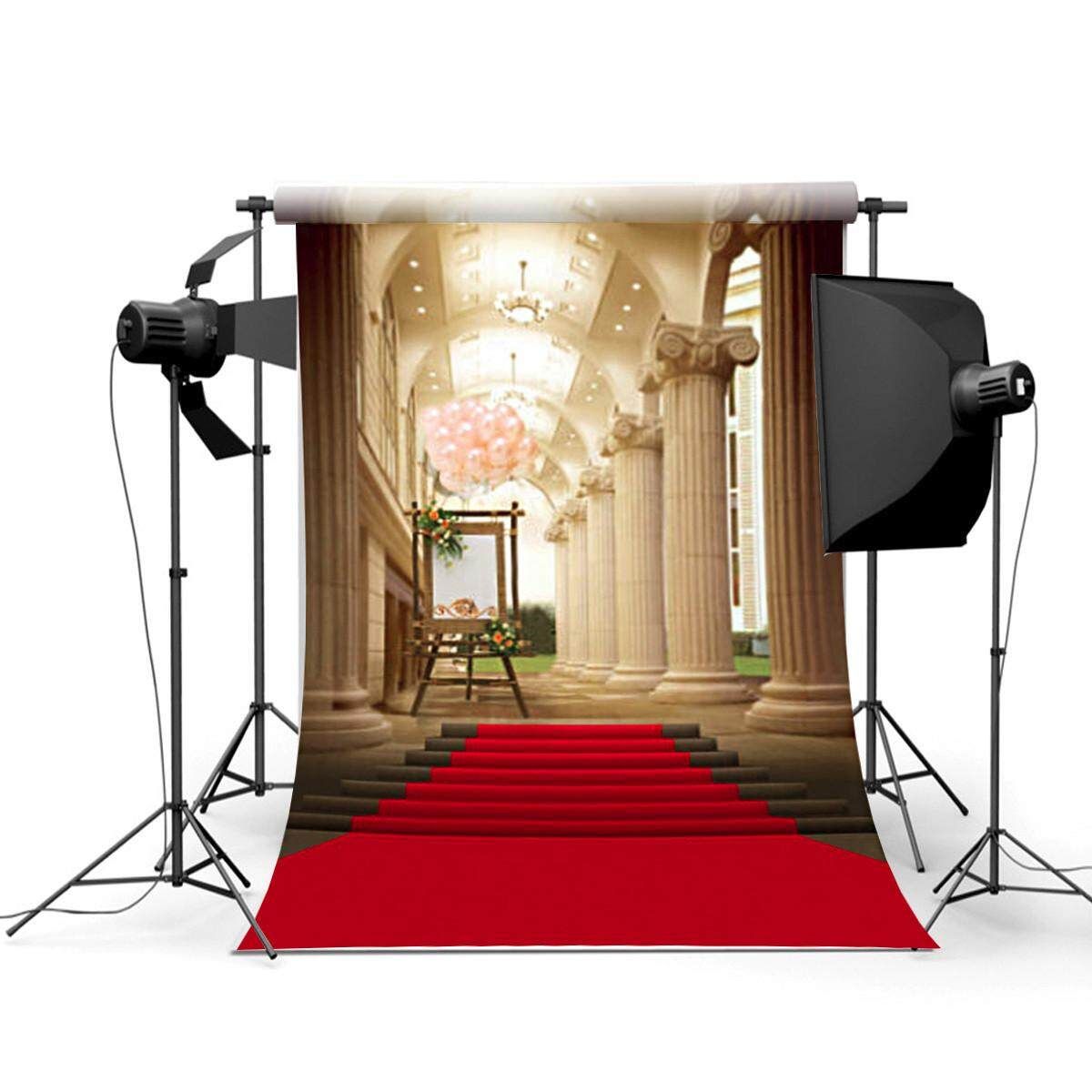 5x7ft European Palace Red Carpet Wedding Photography Background Studio Backdrop