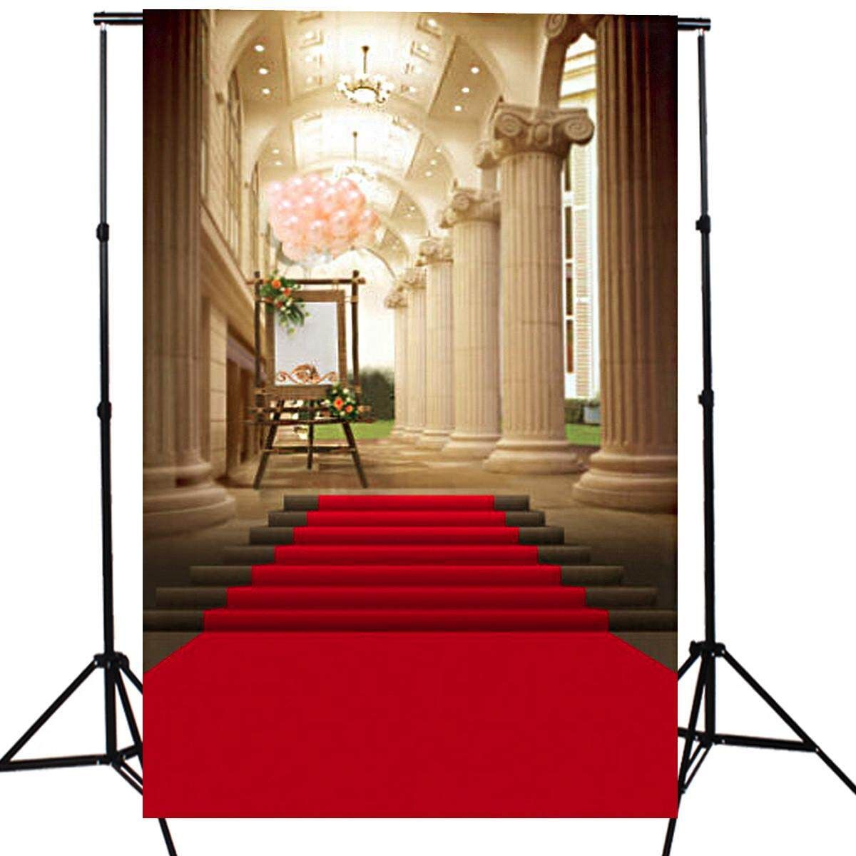 5x7ft European Palace Red Carpet Wedding Photography Background Studio Backdrop