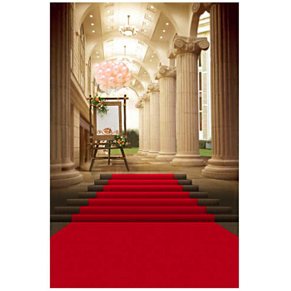 5x7ft European Palace Red Carpet Wedding Photography Background Studio Backdrop