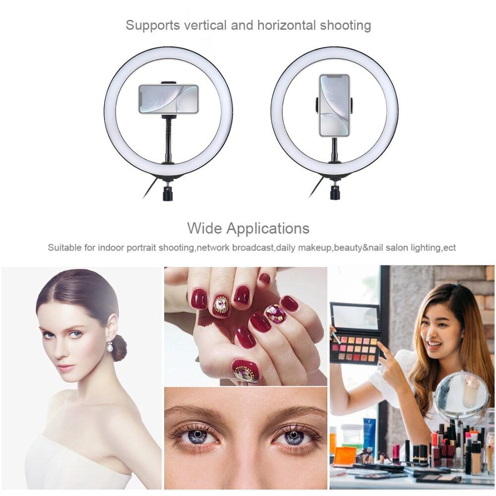 10 Inch 3200K-6500K Dimmable LED Video Ring Light With Phone Clip For Selfie Vlog Tik Tok Youtube Live Streaming
