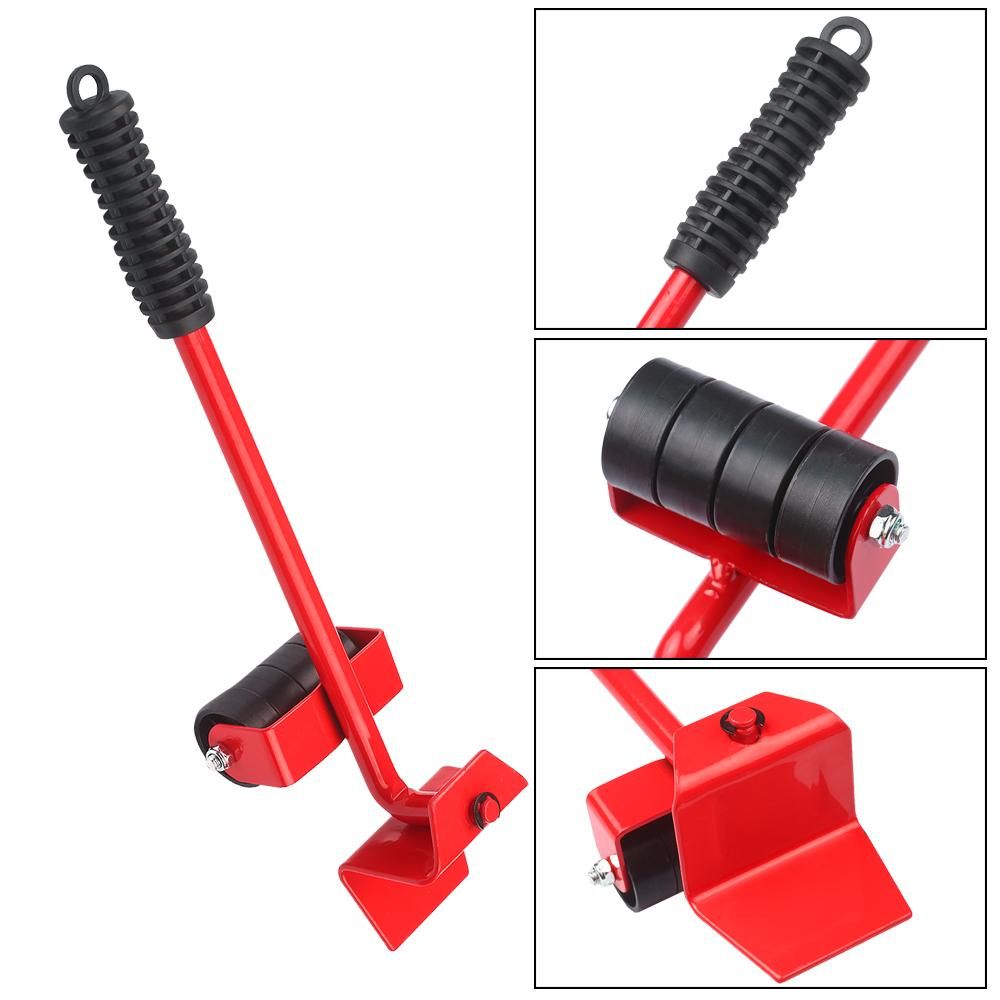 Heavy Furniture Moving Kit Easy Mover Appliance Roller Lifter Moving System with 4 Wheel Sliders Lifter Kit for Moving Sofa Cabinet Table 180 Degree Adjustable Head of Pry Bar
