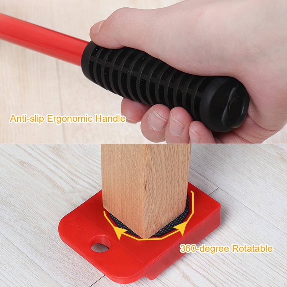 Heavy Furniture Moving Kit Easy Mover Appliance Roller Lifter Moving System with 4 Wheel Sliders Lifter Kit for Moving Sofa Cabinet Table 180 Degree Adjustable Head of Pry Bar