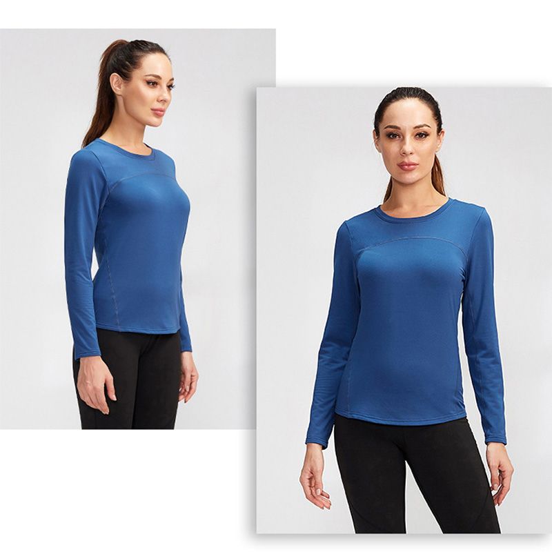 Women's Sport Tops,Autumn Long Sleeve Running Gym Yoga T-Shirt（Blue）
