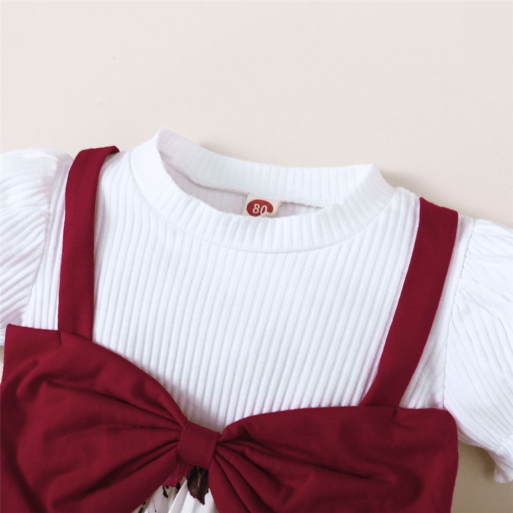 0-3 Years Toddler Baby Floral Ribbed Top+Pants+ Headwear