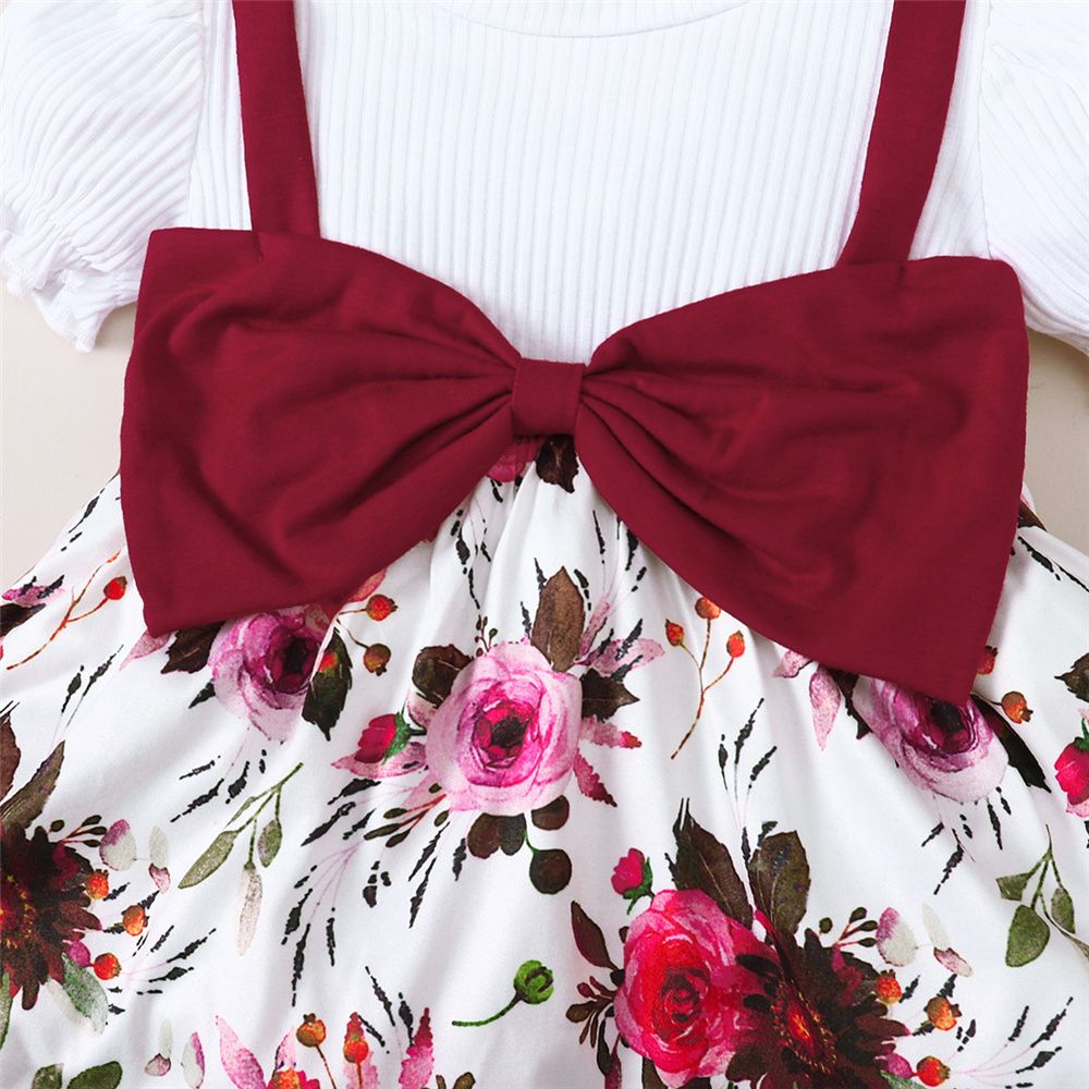 0-3 Years Toddler Baby Floral Ribbed Top+Pants+ Headwear