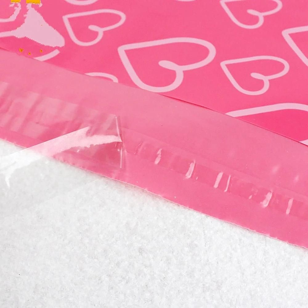 100Pcs/Lot Pink Heart Courier Packing Bags Storage Bag 28X42
