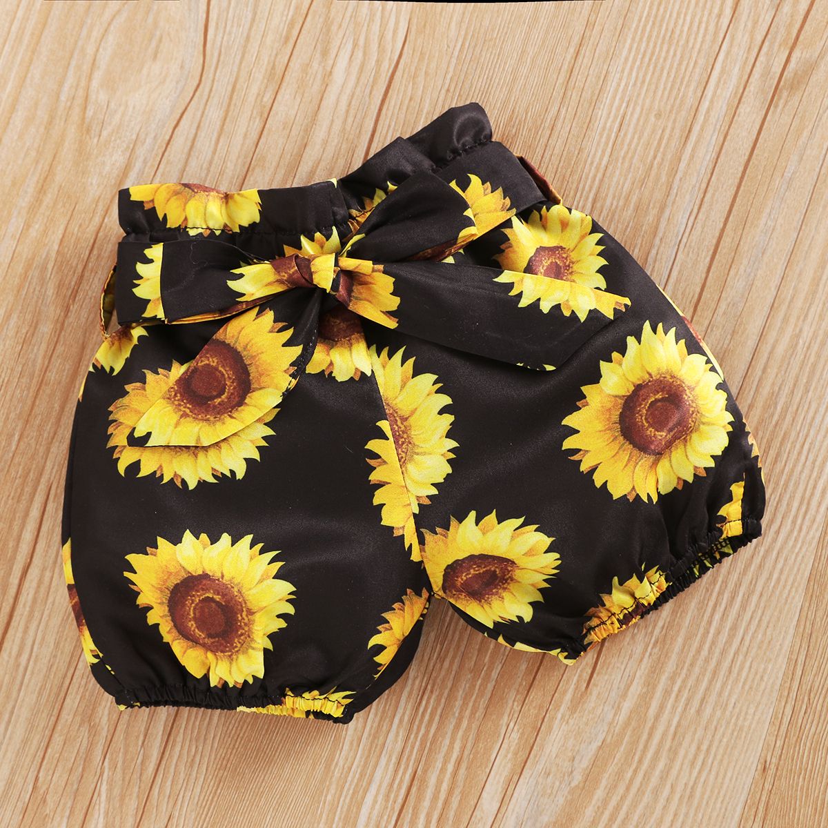 Newborn Baby Girls Sunflower Design Outfit Set Short Sleeve Bodysuit
