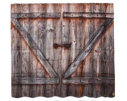 Rustic Wooden Barn Door Toilet Seat Cover Toilet Mat