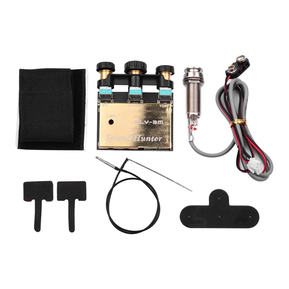 Sound Hunter Guitar Pickup Acoustic Guitar Onboard Active Piezo Pick Up EQ Equalizer Dual Source Preamp System with Mic Volume & Tone Controls Guitar Accessories