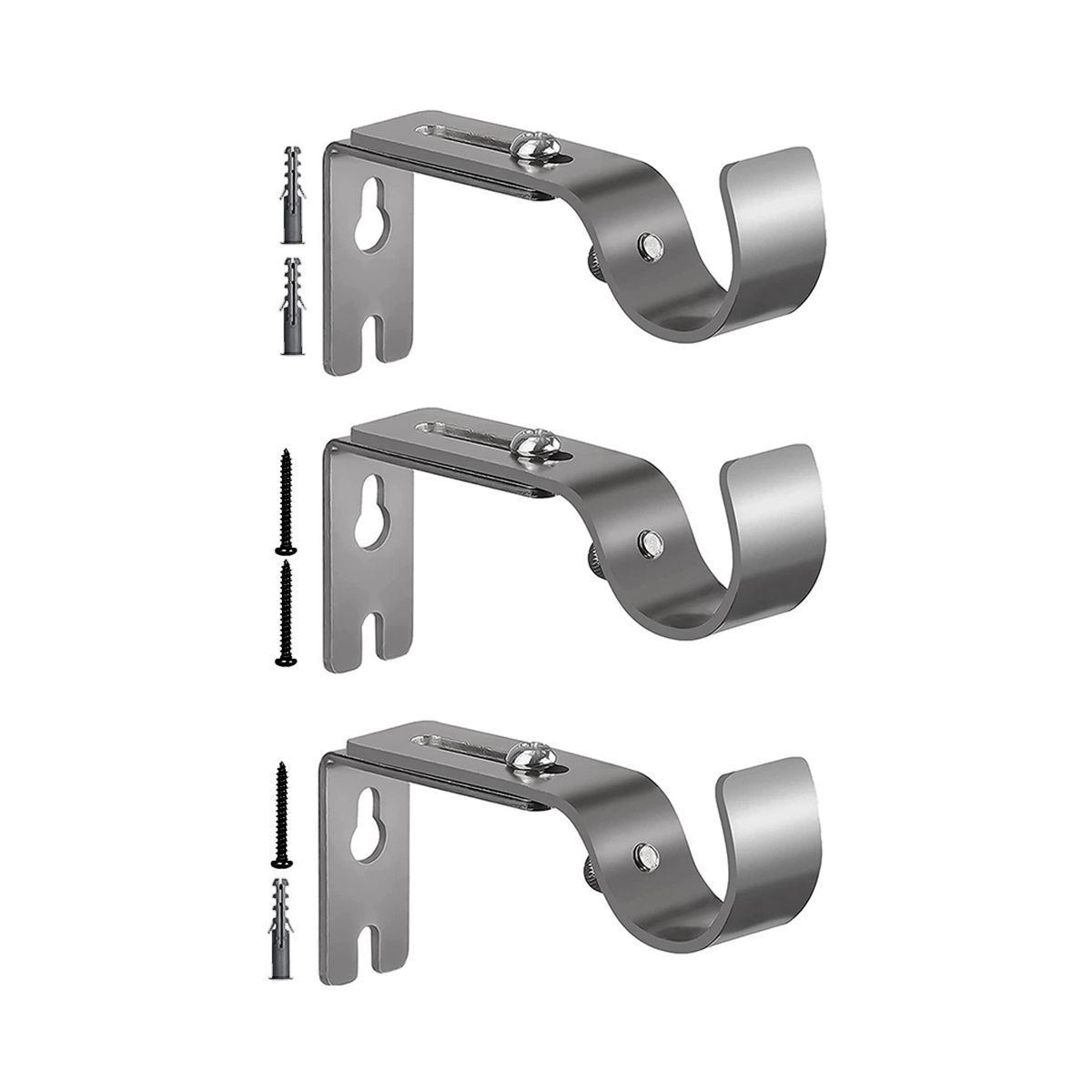 Silver Curtain Rod Brackets for Wall,Heavy Duty Curtain