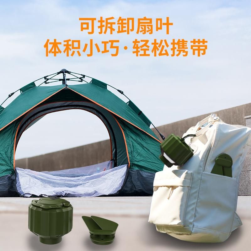 New outdoor tent camping fan dormitory mosquito net remote control small ceiling fan rechargeable with light mute mini fan White (5200mAh)