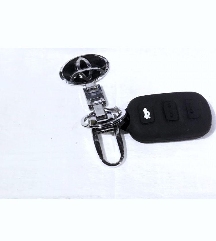 Black Toyota Key Holder And 3button Silicone Remote Case Cover