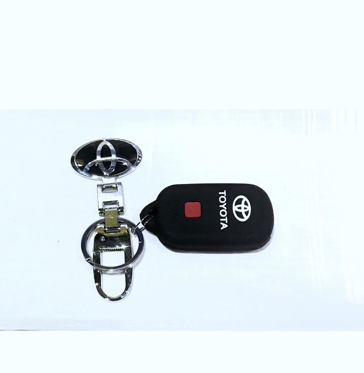 Black Toyota Key Holder And 3button Silicone Remote Case Cover