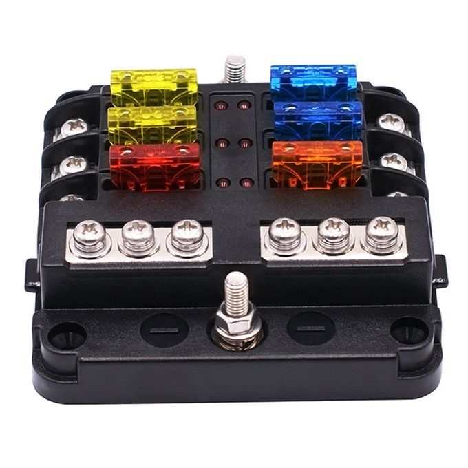 6 Way  Fuse Block Fuse Box Holder With LED Indicator For Car