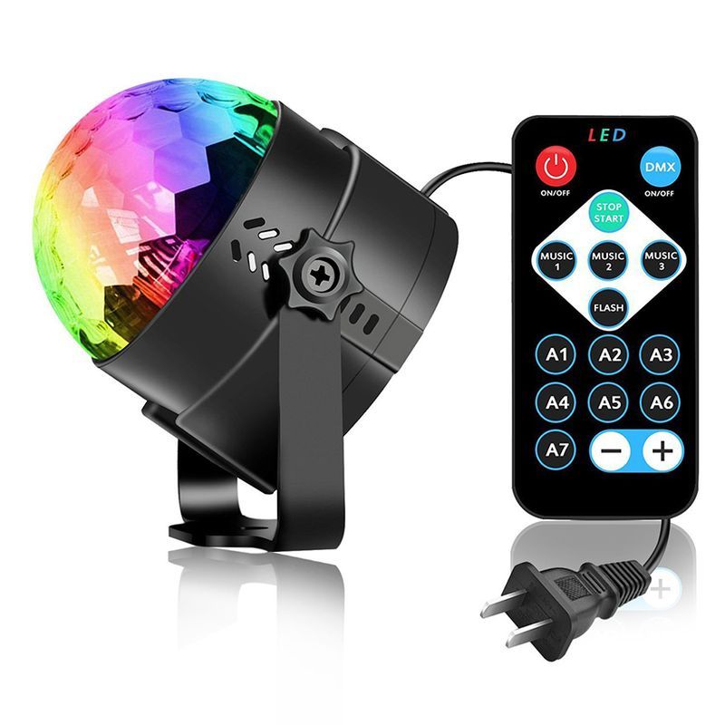 Sound Control Rotating Disco Ball Party Light Strobe Light 3W RGB LED Stage Light