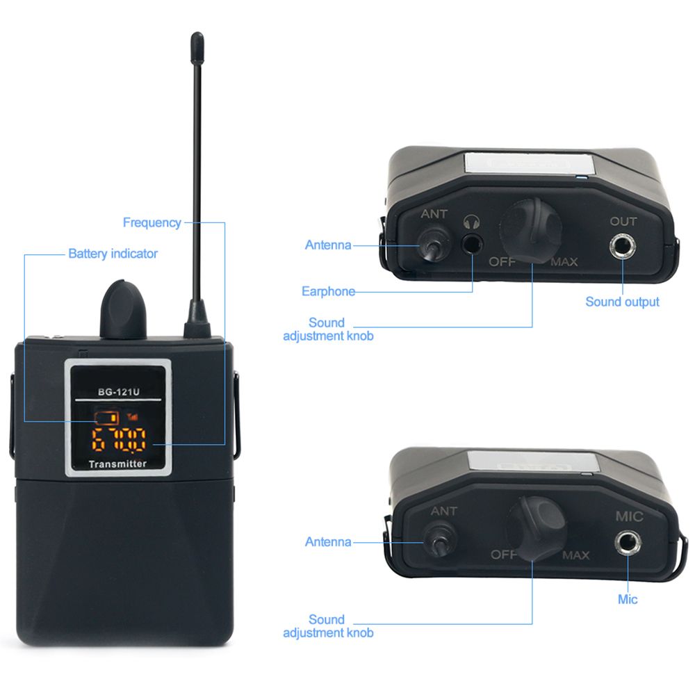 2 Transmitter Wireless Lavalier Lapel Microphone