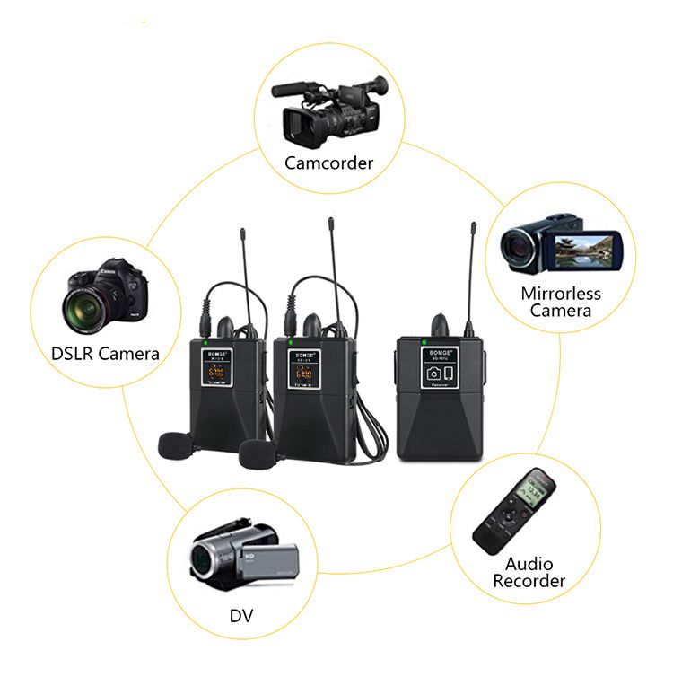 2 Transmitter Wireless Lavalier Lapel Microphone
