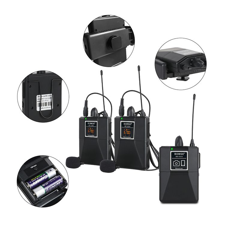 2 Transmitter Wireless Lavalier Lapel Microphone