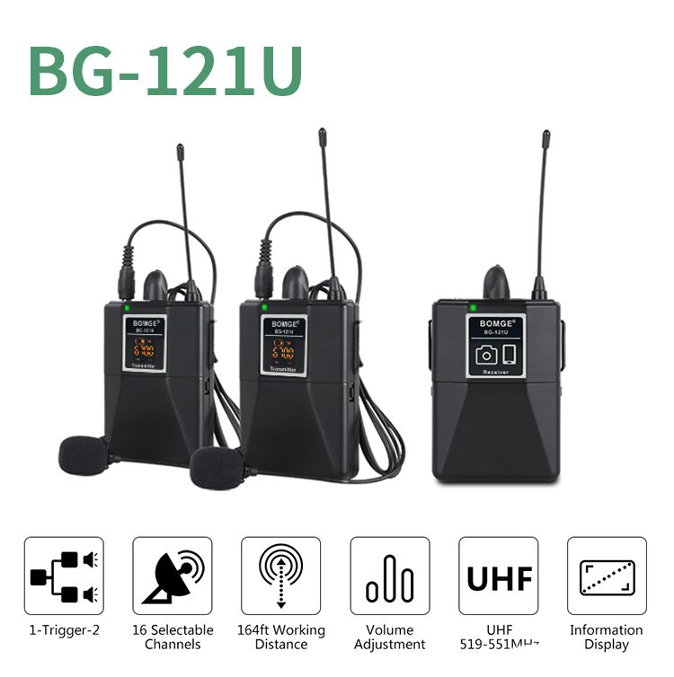 2 Transmitter Wireless Lavalier Lapel Microphone