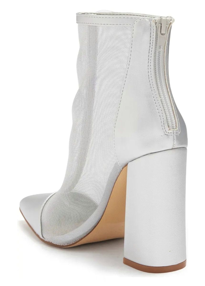 Dorrie Pointed Cap Toe Mesh Bootie - Silver Metallic