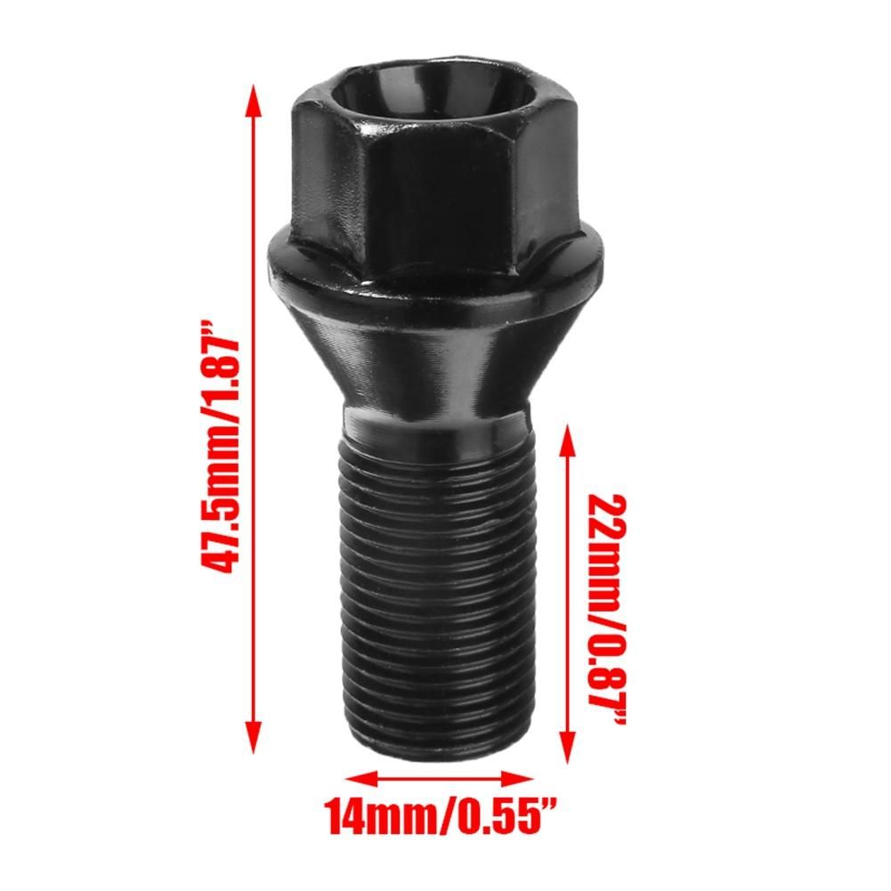 5Pcs M14 x 1.25 Black Wheel Locking Lug Bolt Nut Steel