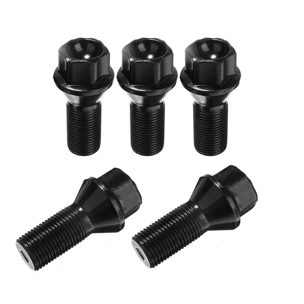 5Pcs M14 x 1.25 Black Wheel Locking Lug Bolt Nut Steel