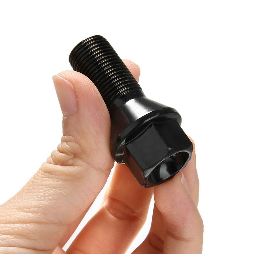 5Pcs M14 x 1.25 Black Wheel Locking Lug Bolt Nut Steel
