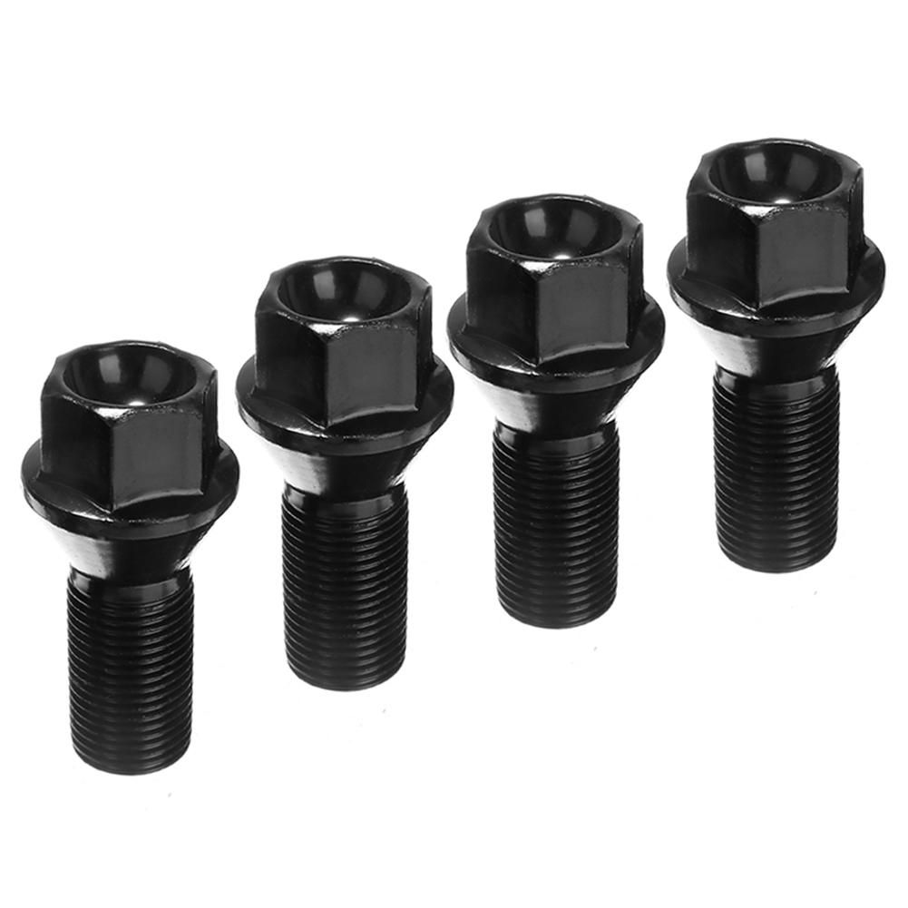 5Pcs M14 x 1.25 Black Wheel Locking Lug Bolt Nut Steel