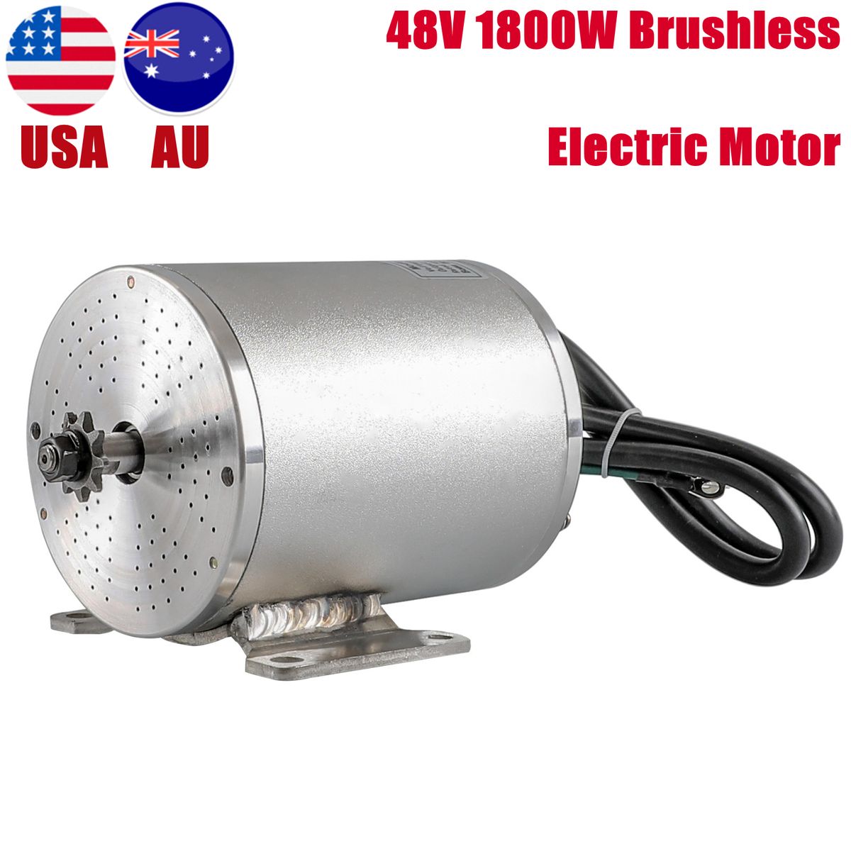 T8F 9T 48V 1800W DC Electric Brushless Start Motor 4500rpm Silver Non-Brush