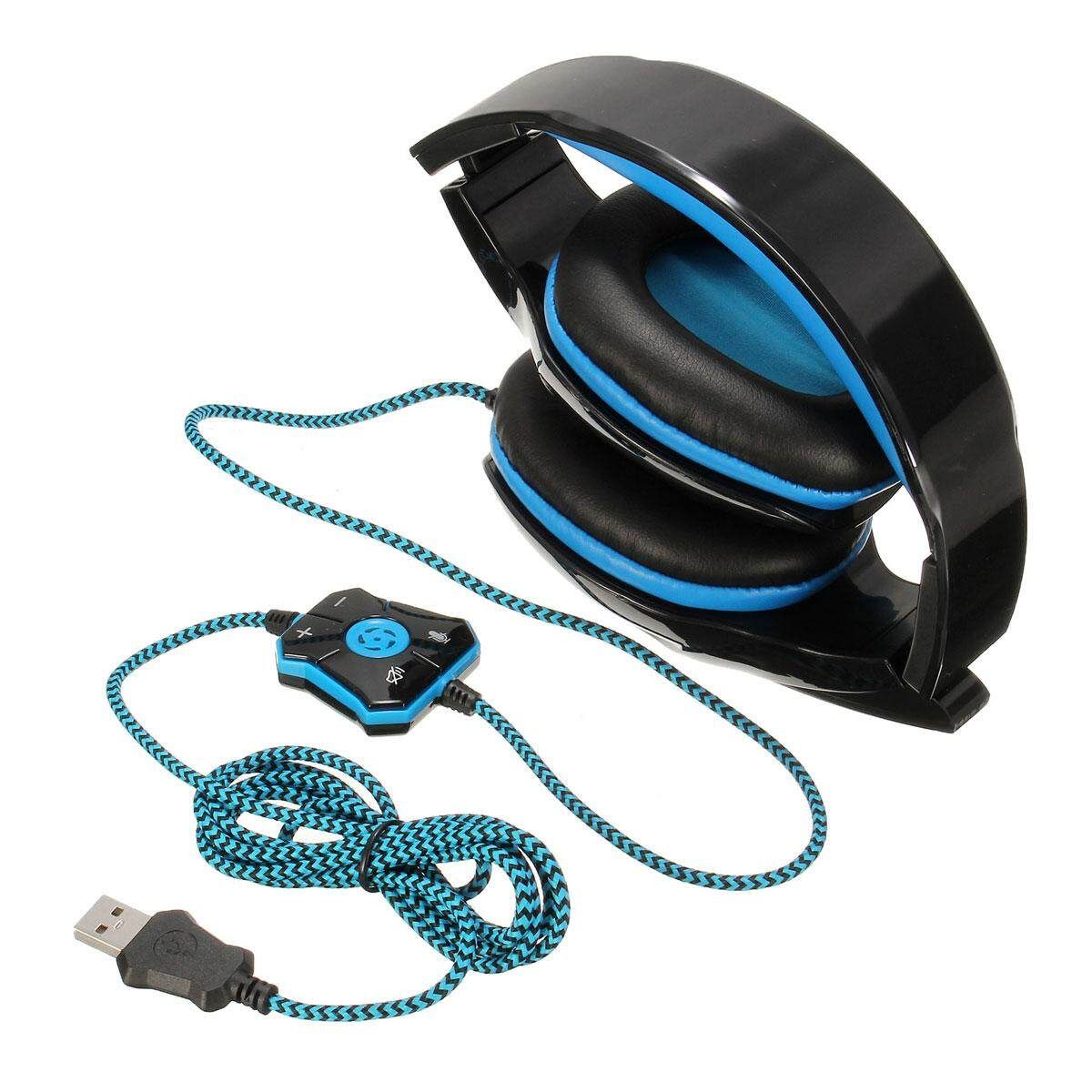 USB Gaming Kopfh?rer Headset Headband Headphone Stirnband Fur PC Laptop Computer NEW（2 For Choice） Blue (blue)