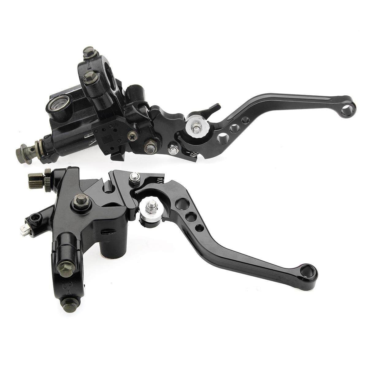 2 Pair Universal Motorcycle 7/8 Brake Master Cylinder Clutch Lever Black