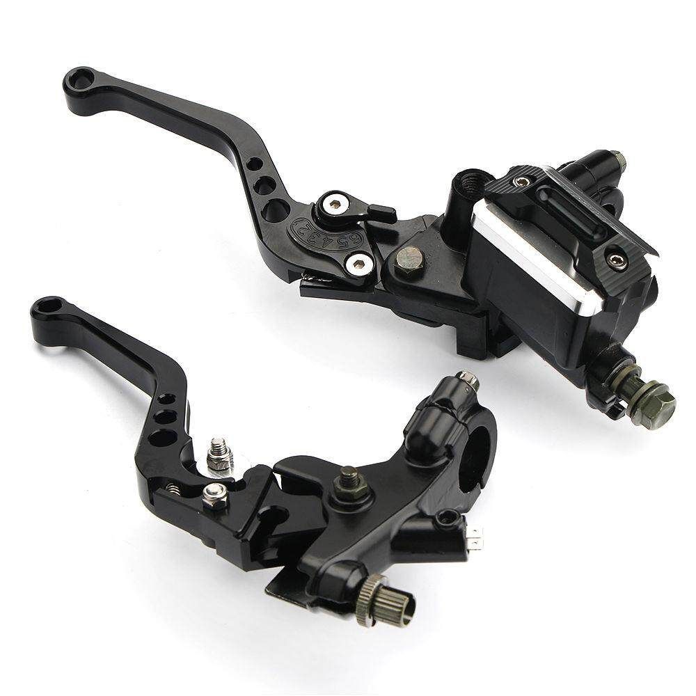 2 Pair Universal Motorcycle 7/8 Brake Master Cylinder Clutch Lever Black