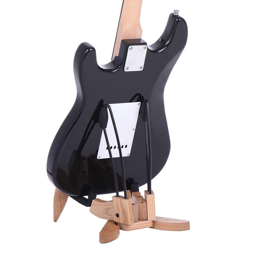 Hardwood Collapsible Folding Musical Instrument Stand Bracket Holder for Electric Guitar Bass Natural Wood Color