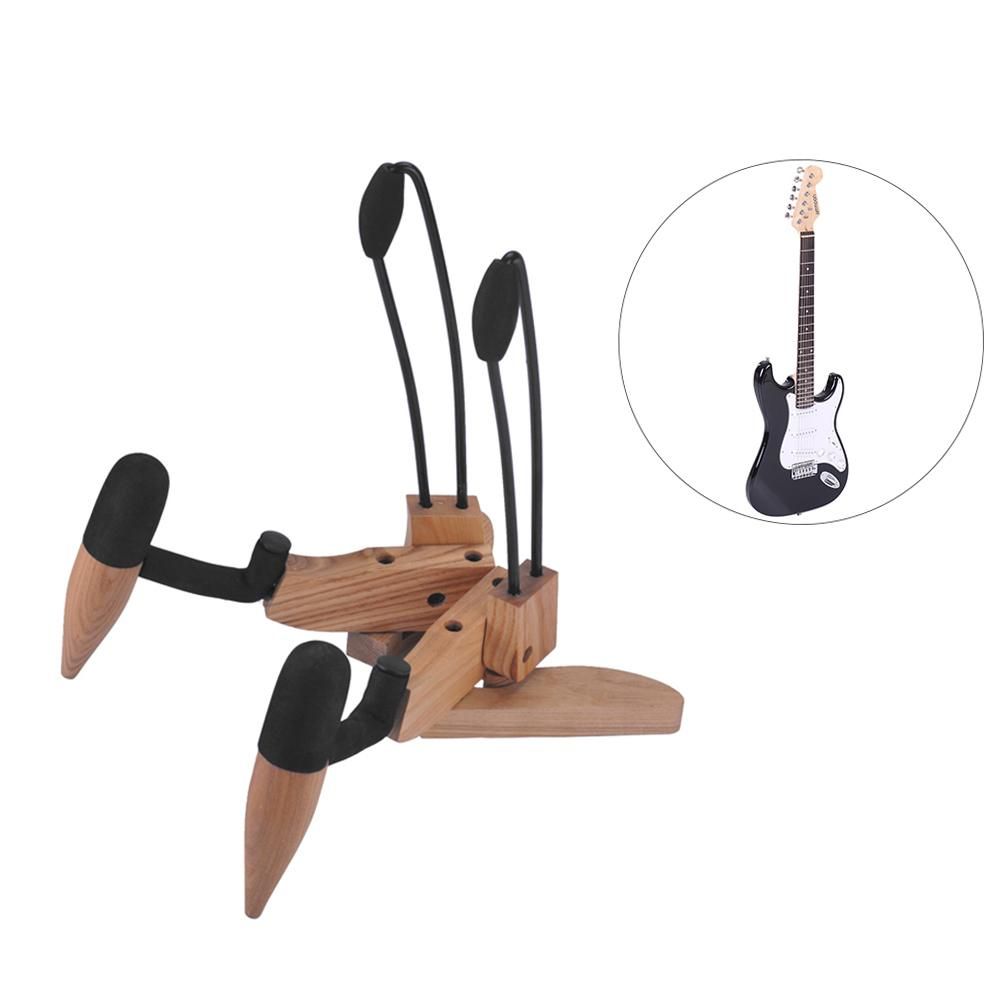 Hardwood Collapsible Folding Musical Instrument Stand Bracket Holder for Electric Guitar Bass Natural Wood Color
