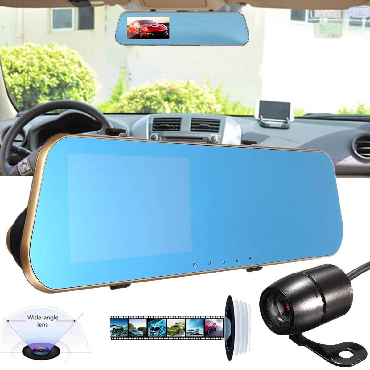 F1C Car DVR Dash Cam Rear View Mirror Camera Backup Video Recorder G-sensor 1080P Dual Lens